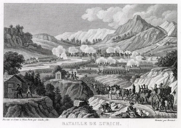 Framed Print : At the third battle of ZURICH, the French under Massena defeat the Allies under Korsakov Framed Print : At the third battle of ZURICH, the French under Massena defeat the Allies under Korsakov