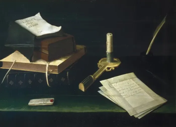 Framed Print : BAUGIN, Lubin (1610-1683). Books and Letters Framed Print : BAUGIN, Lubin (1610-1683). Books and Letters