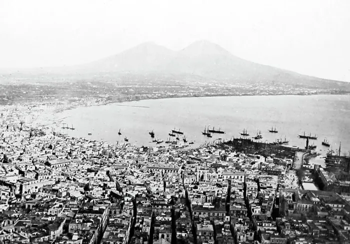 Framed Print : Bay of Naples and Vesuvius, Italy, Victorian period Framed Print : Bay of Naples and Vesuvius, Italy, Victorian period