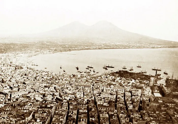Framed Print : Bay of Naples and Vesuvius, Italy, Victorian period Framed Print : Bay of Naples and Vesuvius, Italy, Victorian period