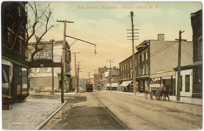 Framed Print : Bay Street, Stapleton, Staten Island, New York, USA Date: circa 1908