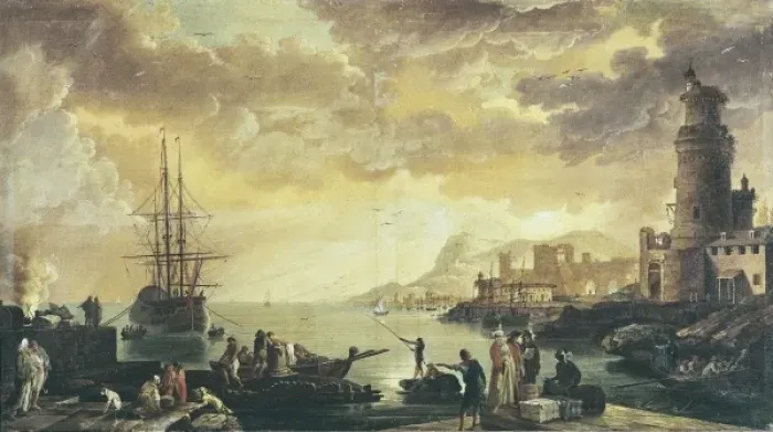 Framed Print : BAYEU Y SUBIAS, Francisco (1734-1795). Seaport Framed Print : BAYEU Y SUBIAS, Francisco (1734-1795). Seaport