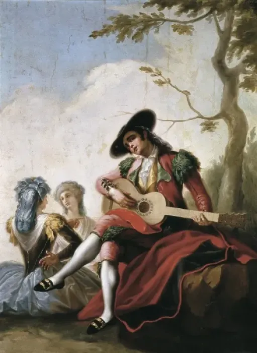 Framed Print : BAYEU Y SUBIAS, Ram1746-1793). Majo Playing Framed Print : BAYEU Y SUBIAS, Ram1746-1793). Majo Playing
