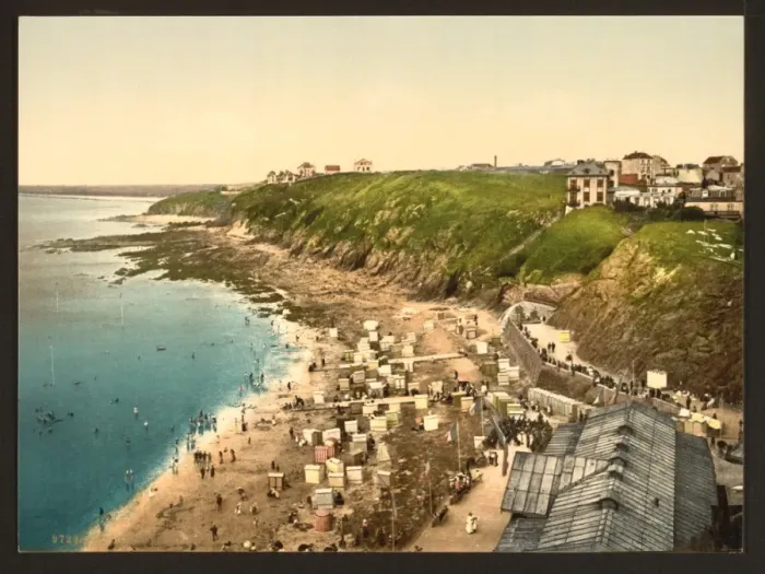 Framed Print : Beach at bathing time, Granville, France