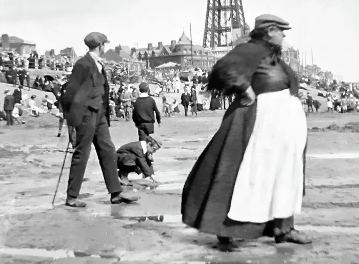 Framed Print : On the beach at Blackpool, Victorian period Framed Print : On the beach at Blackpool, Victorian period