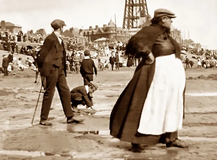 Framed Print : On the beach at Blackpool, Victorian period Framed Print : On the beach at Blackpool, Victorian period