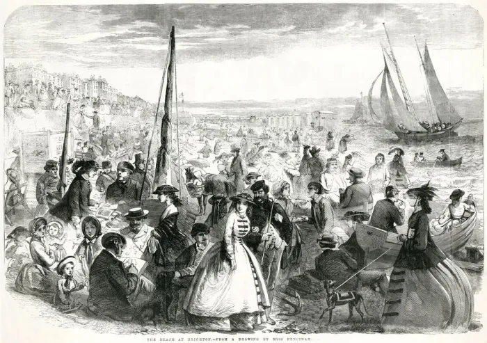Framed Print : Beach at Brighton 1859 Framed Print : Beach at Brighton 1859