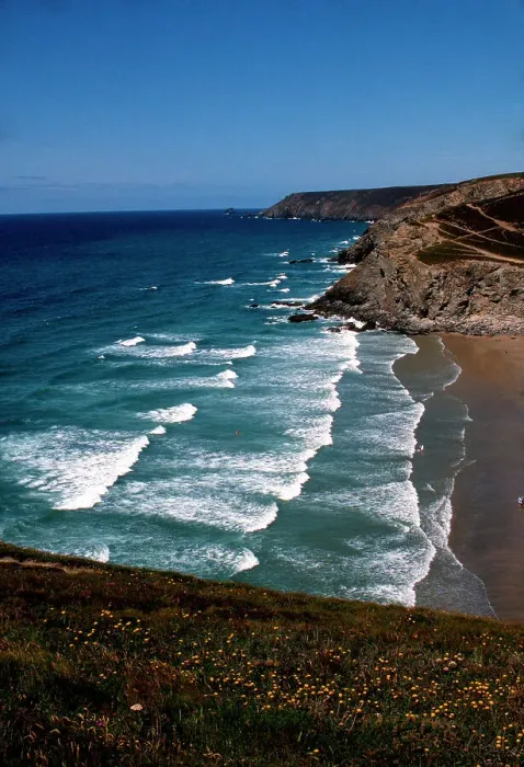 Framed Print : Beach and Cliffs at Porthtowan, Cornwall Framed Print : Beach and Cliffs at Porthtowan, Cornwall