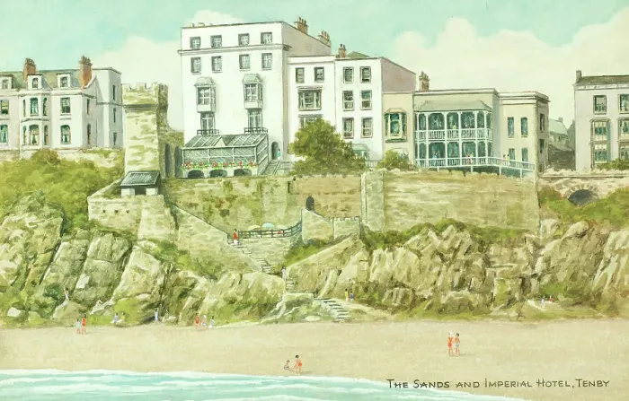 Framed Print : Beach and Imperial Hotel, Tenby, Pembrokeshire, South Wales Framed Print : Beach and Imperial Hotel, Tenby, Pembrokeshire, South Wales