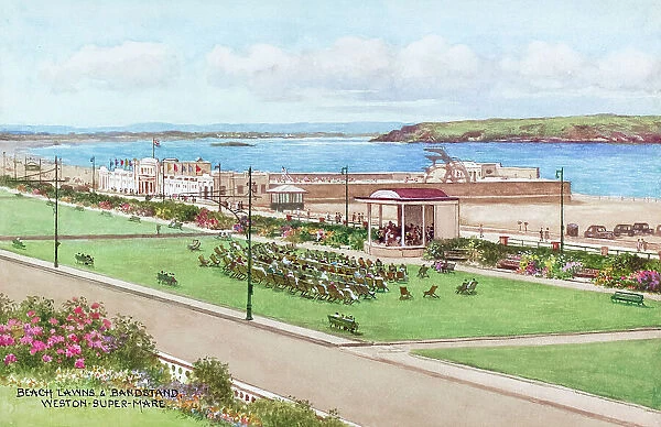 Beach Lawns and Bandstand, Weston-super-Mare, Somerset