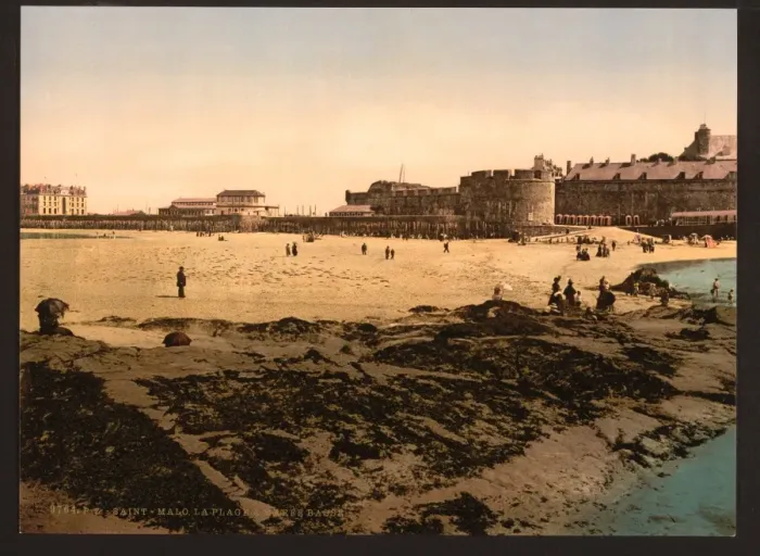 Framed Print : Beach at low tide, St. Malo, France Framed Print : Beach at low tide, St. Malo, France