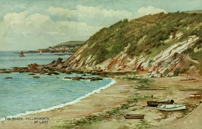 Framed Print : The Beach, Millandreath, near Looe, Cornwall Framed Print : The Beach, Millandreath, near Looe, Cornwall
