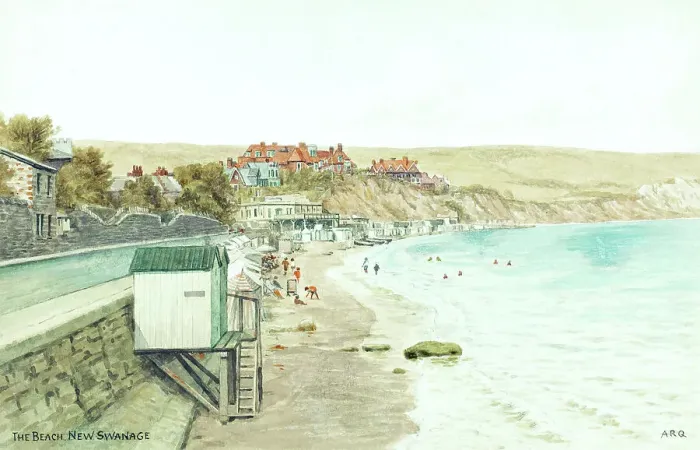 Framed Print : Beach at New Swanage, Dorset Framed Print : Beach at New Swanage, Dorset