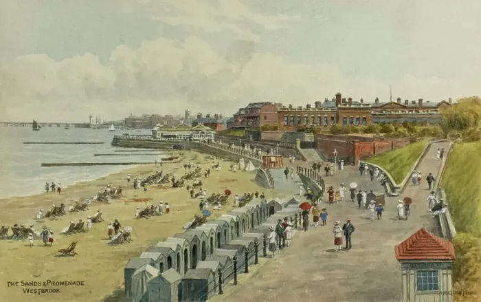 Framed Print : Beach and Promenade at Westbrook, Kent Framed Print : Beach and Promenade at Westbrook, Kent