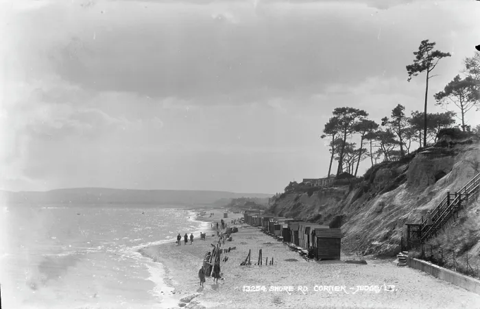 Framed Print : Beach Scene with Chalets Framed Print : Beach Scene with Chalets
