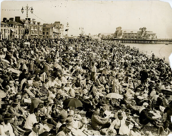 The beach at Southsea on 7 September 1929 during the 192?