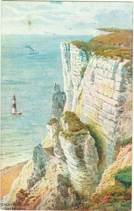 Framed Print : Beachy Head view down the cliffs to the sea and lighthouse Framed Print : Beachy Head view down the cliffs to the sea and lighthouse