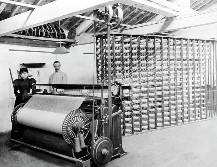 Framed Print : Beaming machine in a woollen mill in Bradford Framed Print : Beaming machine in a woollen mill in Bradford