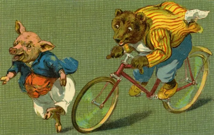 Framed Print : Bear on a bicycle by g h Thompson Framed Print : Bear on a bicycle by g h Thompson