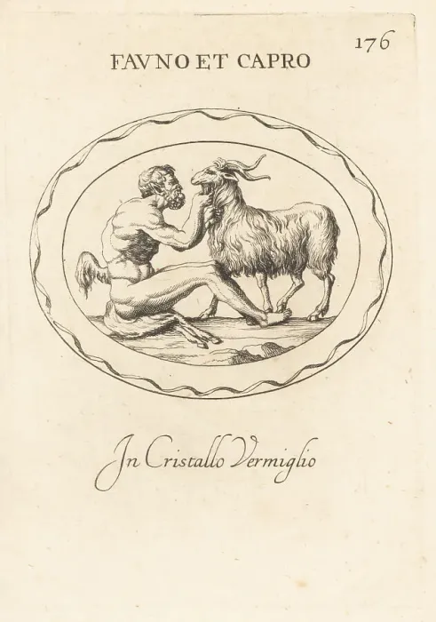 Framed Print : A bearded Faunus holding the beard of a goat Framed Print : A bearded Faunus holding the beard of a goat