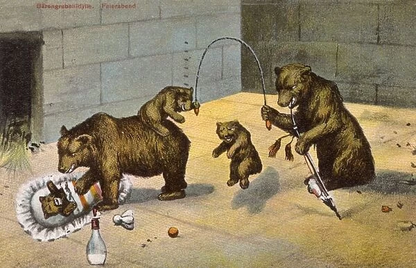 Bears playing in their enclosure