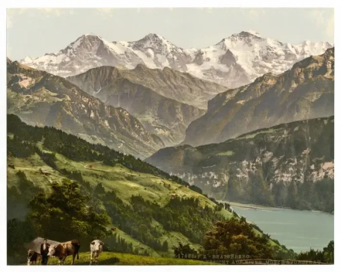 Framed Print : Beatenburg (i. e. Beatenberg), view of Jungfrau, Monch and E Framed Print : Beatenburg (i. e. Beatenberg), view of Jungfrau, Monch and E