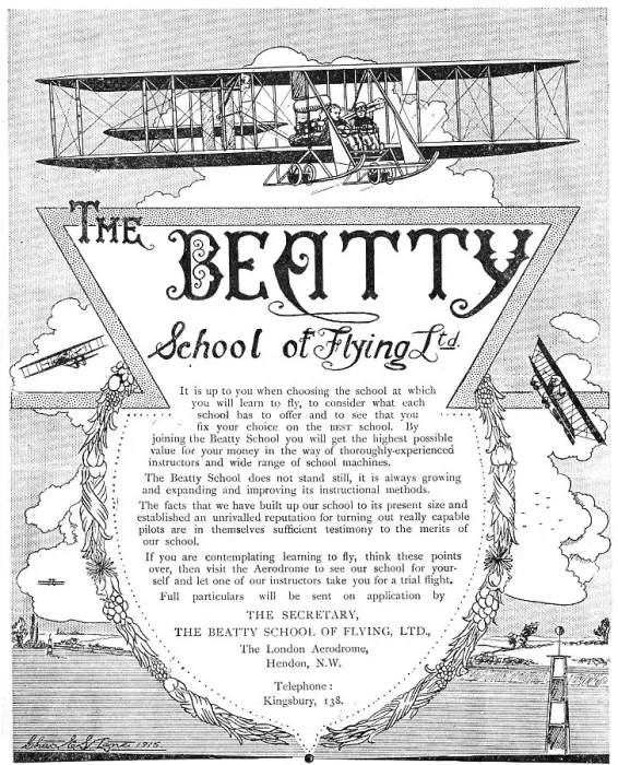 Framed Print : The Beatty School Of Flying 1915 Advert Framed Print : The Beatty School Of Flying 1915 Advert