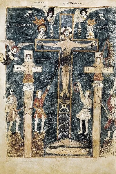 Beatus of Girona. 976. Fol. 16v, Crucifixion