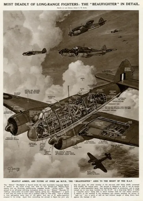 Framed Print : Beaufighter long-range fighter by G. H. Davis Framed Print : Beaufighter long-range fighter by G. H. Davis