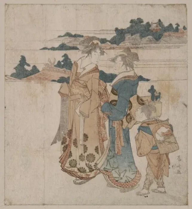 Framed Print : Beauties visiting a shrine Framed Print : Beauties visiting a shrine