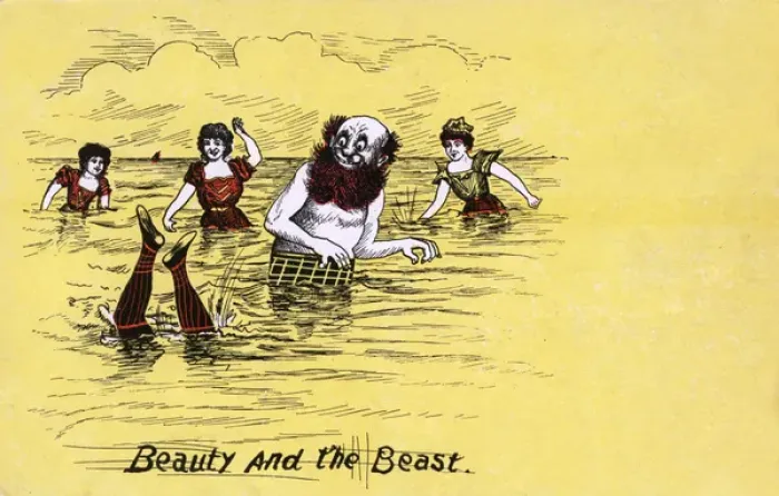 Framed Print : Beauty and the Beast - Bathing Humour Framed Print : Beauty and the Beast - Bathing Humour