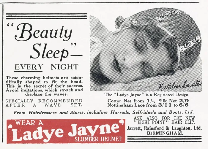 Framed Print : Beauty sleep every night'. Helmets that were scientifically shaped to fit the head. Date: 1932 Framed Print : Beauty sleep every night'. Helmets that were scientifically shaped to fit the head. Date: 1932