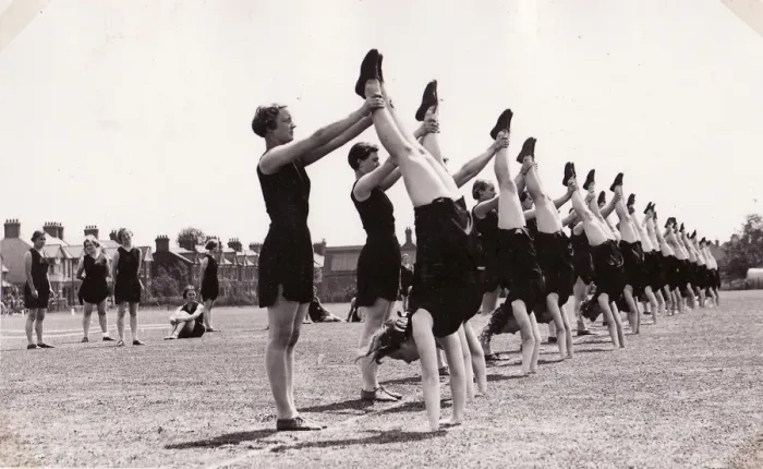 Framed Print : Bedford students demonstrate handstands Framed Print : Bedford students demonstrate handstands