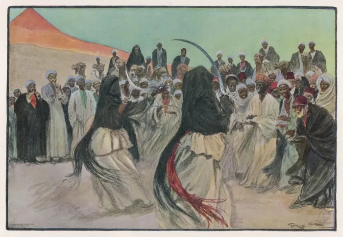 Framed Print : Bedouin Sabre Dance / 1901 Framed Print : Bedouin Sabre Dance / 1901