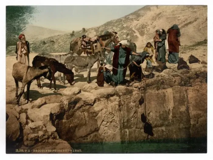 Framed Print : Bedouins drawing water, Holy Land Framed Print : Bedouins drawing water, Holy Land