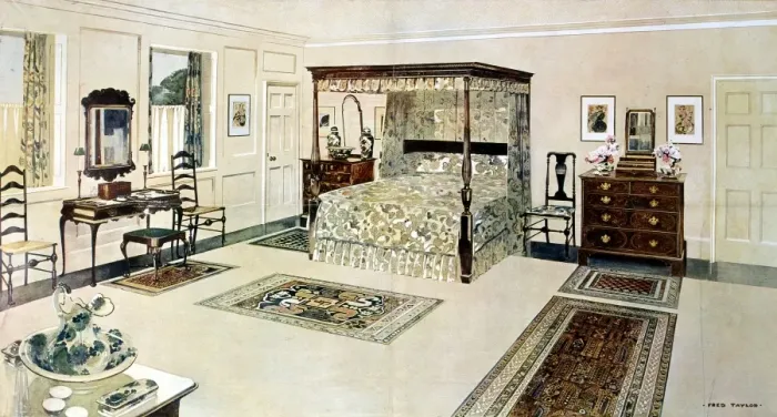 Framed Print : Bedroom interior 1908 Framed Print : Bedroom interior 1908