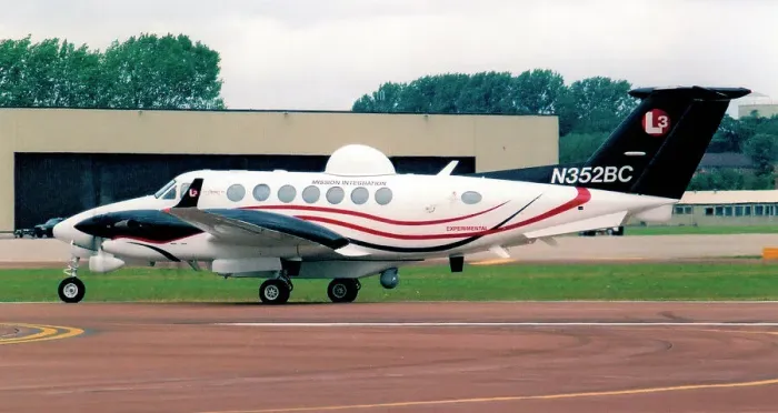Framed Print : Beech 350ER Super King Air N352BC (msn FL-463), of L-3 Communications Advanced Aviation LLC, at the Royal International Air Tattoo - RAF Fairford 16 July 2011. Date: 2011 Framed Print : Beech 350ER Super King Air N352BC (msn FL-463), of L-3 Communications Advanced Aviation LLC, at the Royal International Air Tattoo - RAF Fairford 16 July 2011. Date: 2011