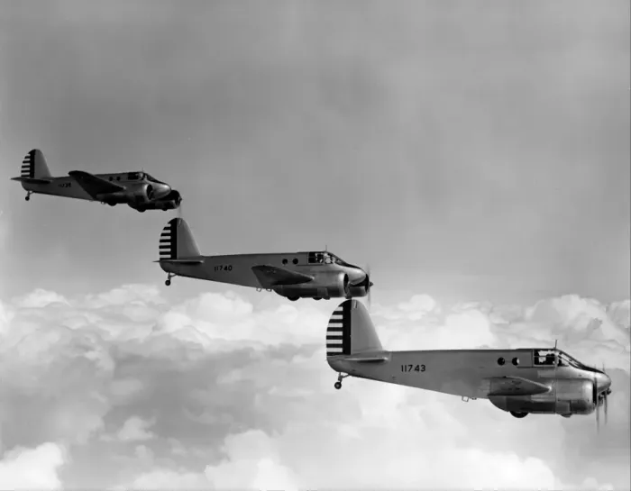 Framed Print : Beech AT-10 trio in echelon, March 1942 Framed Print : Beech AT-10 trio in echelon, March 1942