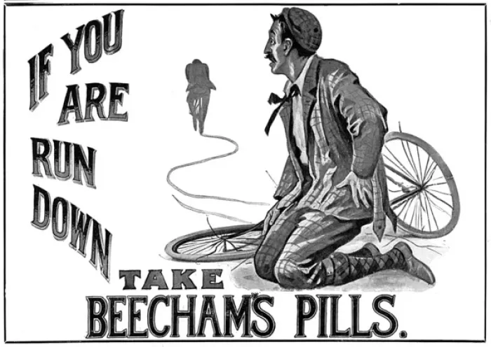 Framed Print : Beechams Pills Cycle Ad Framed Print : Beechams Pills Cycle Ad