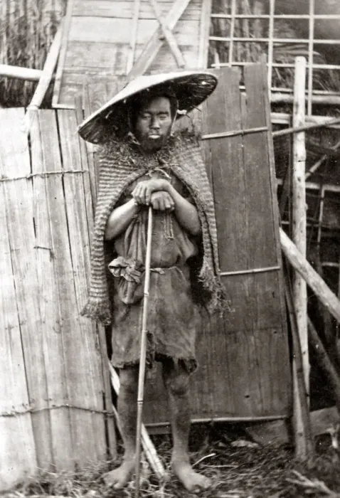 Framed Print : Beggar, Japan, 1870s. Date: 1870s Framed Print : Beggar, Japan, 1870s. Date: 1870s