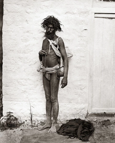 Beggar in rags, India, circa 1880s
