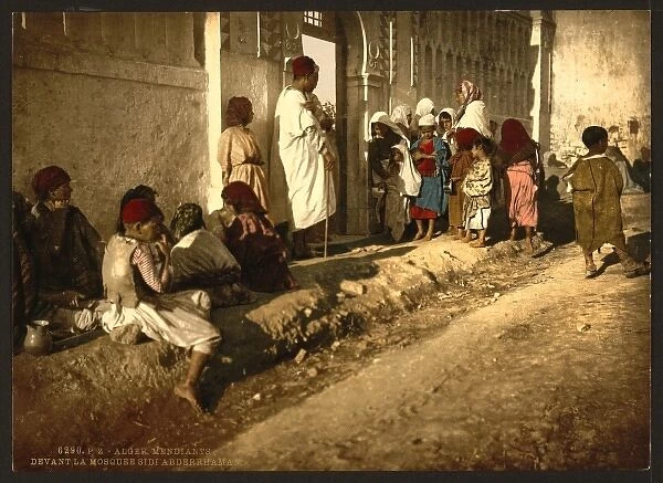 Beggars in front of mosque Sidi Abderrhaman, Algiers, Algeri