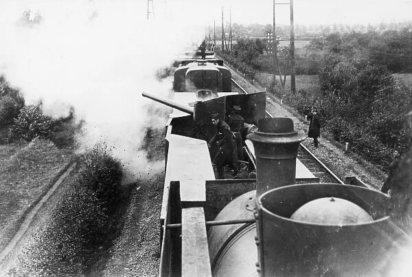 Belgian armoured train in action, WW1