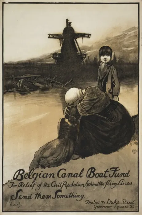 Framed Print : Belgian Canal Boat Fund for the relief of the civil populati Framed Print : Belgian Canal Boat Fund for the relief of the civil populati