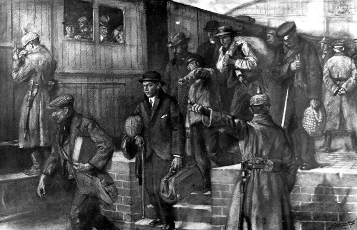 Framed Print : Belgian Civilians being deported to Germany, 1916 Framed Print : Belgian Civilians being deported to Germany, 1916