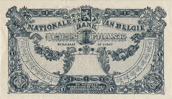 One Belgian Franc note