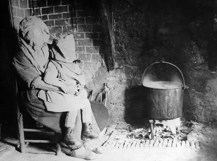 Framed Print : Belgian peasant and child wearing gas masks in Framed Print : Belgian peasant and child wearing gas masks in