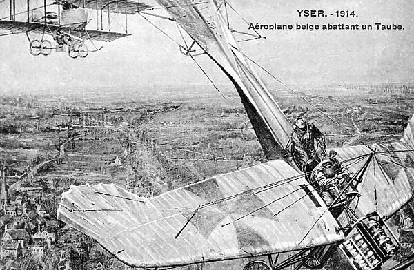 Belgian plane shooting down a Taube over Yser, WW1
