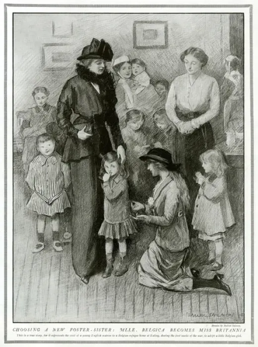 Framed Print : A Belgian refugee adopted by a British woman Framed Print : A Belgian refugee adopted by a British woman