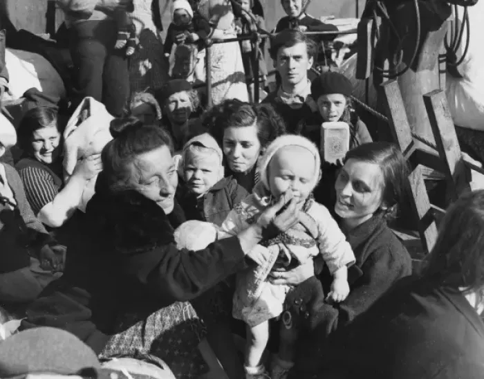 Framed Print : Belgian refugees on ship WWII Framed Print : Belgian refugees on ship WWII